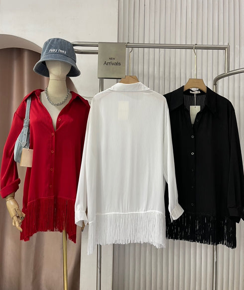 MATINEE Fringe-hem Collar Down Shirts